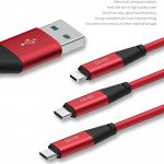 Wholesale Type C 3A Fast Charge Metal Nylon Woven Aluminum USB Cable 3ft (Red)